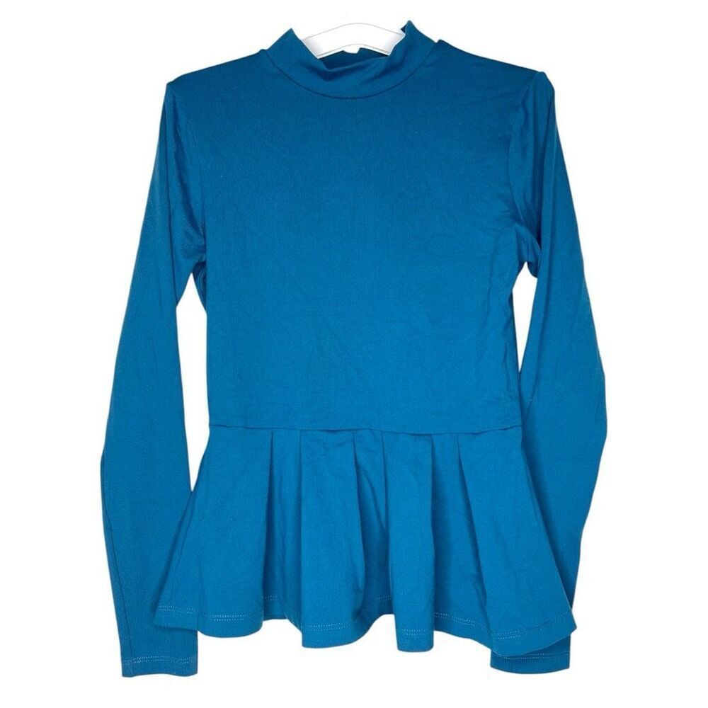 NEW Susana Monaco Long Sleeve Mock Neck Peplum Top Sample Small